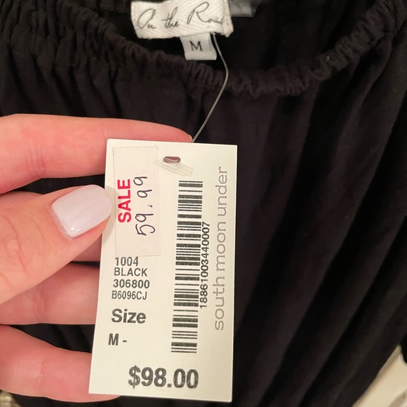 On The Road Black Off The Shoulder Dress w/ Ties M - Picture 3 of 3